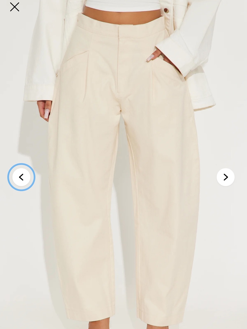 Fashion Nova Women's Barrel Leg Pants in Cream